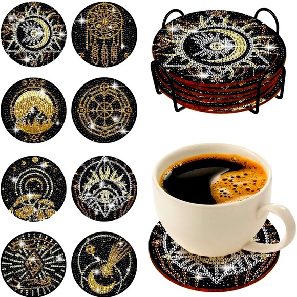 8 piece DIY Diamond Painting Coaster Set - Picture 2 of 3